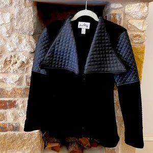 Joseph Ribkoff  black knit and leather short  jacket